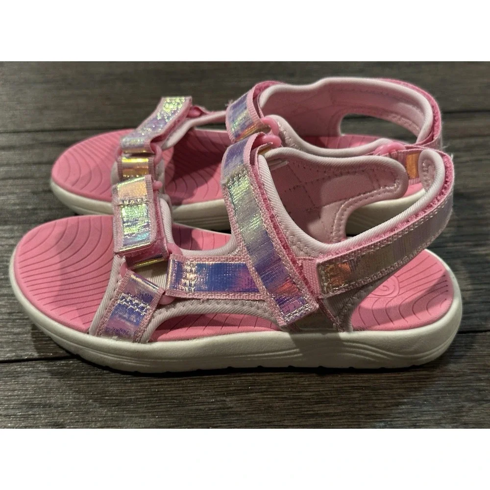 Cat And Jack girls pink sporty strappy sandals sz 12 outdoor summer play outdoor